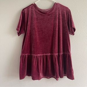 🌷3 for $10🌷 Wishlist Pink Velvet Peplum Tunic Blouse
